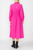 Pink Draw Stand Collar Side Drawed Shirring Long Jacket