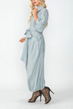 Gray Blouson Sleeve Wide-Leg Jumpsuit