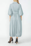 Gray Blouson Sleeve Wide-Leg Jumpsuit