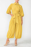 Mustard Blouson Sleeve Wide-Leg Jumpsuit