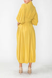 Mustard Blouson Sleeve Wide-Leg Jumpsuit