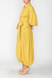 Mustard Blouson Sleeve Wide-Leg Jumpsuit