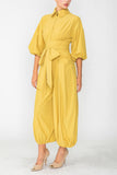 Mustard Blouson Sleeve Wide-Leg Jumpsuit