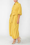 Mustard Blouson Sleeve Wide-Leg Jumpsuit