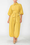 Mustard Blouson Sleeve Wide-Leg Jumpsuit