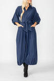 Navy Blouson Sleeve Wide-Leg Jumpsuit