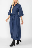 Navy Blouson Sleeve Wide-Leg Jumpsuit