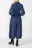 Navy Blouson Sleeve Wide-Leg Jumpsuit