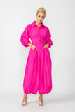 Pink Blouson Sleeve Wide-Leg Jumpsuit