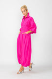 Pink Blouson Sleeve Wide-Leg Jumpsuit