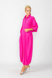 Pink Blouson Sleeve Wide-Leg Jumpsuit