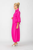 Pink Blouson Sleeve Wide-Leg Jumpsuit