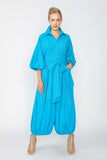 Turquoise Blouson Sleeve Wide-Leg Jumpsuit