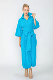 Turquoise Blouson Sleeve Wide-Leg Jumpsuit
