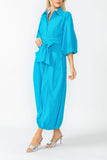 Turquoise Blouson Sleeve Wide-Leg Jumpsuit