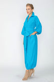 Turquoise Blouson Sleeve Wide-Leg Jumpsuit