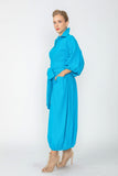 Turquoise Blouson Sleeve Wide-Leg Jumpsuit
