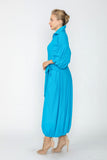 Turquoise Blouson Sleeve Wide-Leg Jumpsuit