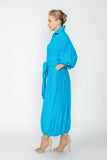 Turquoise Blouson Sleeve Wide-Leg Jumpsuit