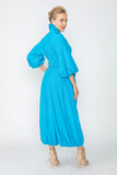 Turquoise Blouson Sleeve Wide-Leg Jumpsuit