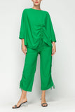 Green Bottom Side Drawed Detail Pants