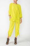 Lime Front Drawed Detail Asymmetrical Top