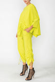 Lime Bottom Side Drawed Detail Pants