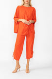 Orange Bottom Side Drawed Detail Pants