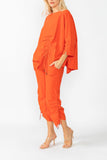 Orange Bottom Side Drawed Detail Pants