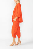 Orange Bottom Side Drawed Detail Pants