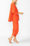 Orange Bottom Side Drawed Detail Pants
