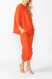 Orange Bottom Side Drawed Detail Pants