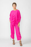 Pink Front Drawed Detail Asymmetrical Top