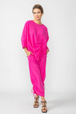 Pink Front Drawed Detail Asymmetrical Top