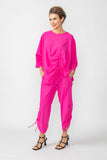 Pink Front Drawed Detail Asymmetrical Top