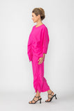 Pink Front Drawed Detail Asymmetrical Top