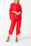 Red Bottom Side Drawed Detail Pants
