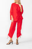 Red Bottom Side Drawed Detail Pants