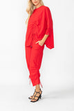 Red Bottom Side Drawed Detail Pants
