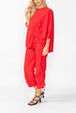 Red Bottom Side Drawed Detail Pants
