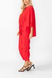 Red Bottom Side Drawed Detail Pants