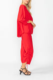 Red Bottom Side Drawed Detail Pants