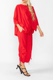 Red Bottom Side Drawed Detail Pants
