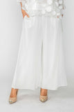 White Chiffon Layered and Side Open Wide-Leg Pants