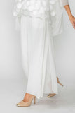 White Chiffon Layered and Side Open Wide-Leg Pants