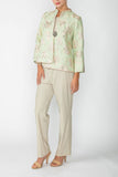 Green One Button Front Jacquard Jacket