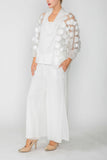 White Cross-Over Shawl Collar Ruffle Cuff Top