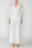 White Cross-Over Shawl Collar Ruffle Cuff Top