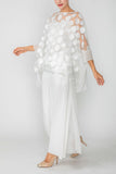 White Chiffon Layered and Side Open Wide-Leg Pants