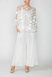 White Chiffon Layered and Side Open Wide-Leg Pants
